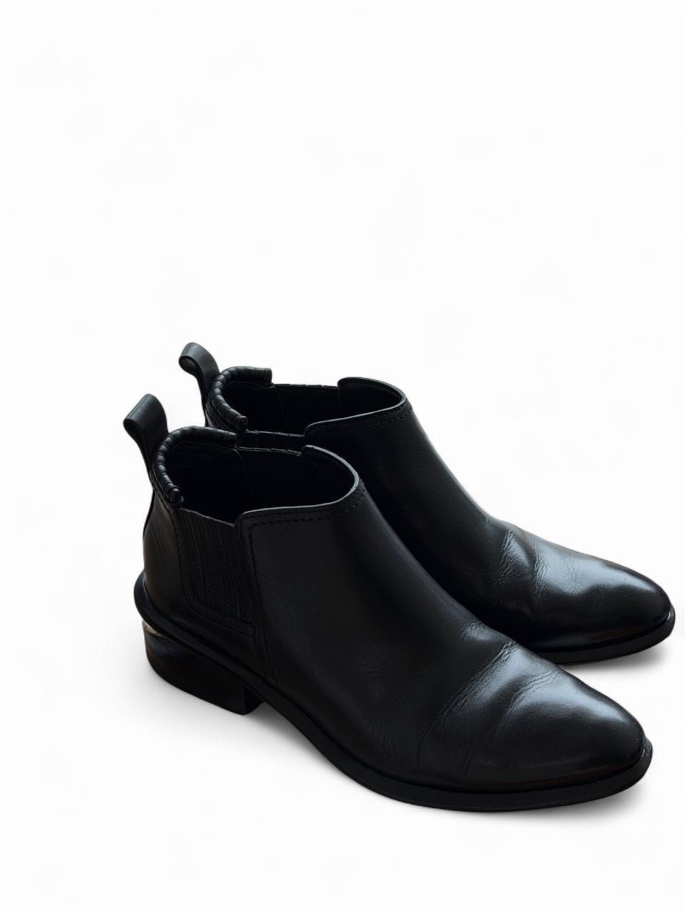 alexanderwang Womens Black Leather Chelsea Ankle Pull-On Boots Size 6.5 EU 37